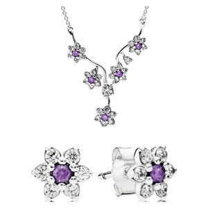 NEW Pandora Forget Me Not Necklace and Earrings Set